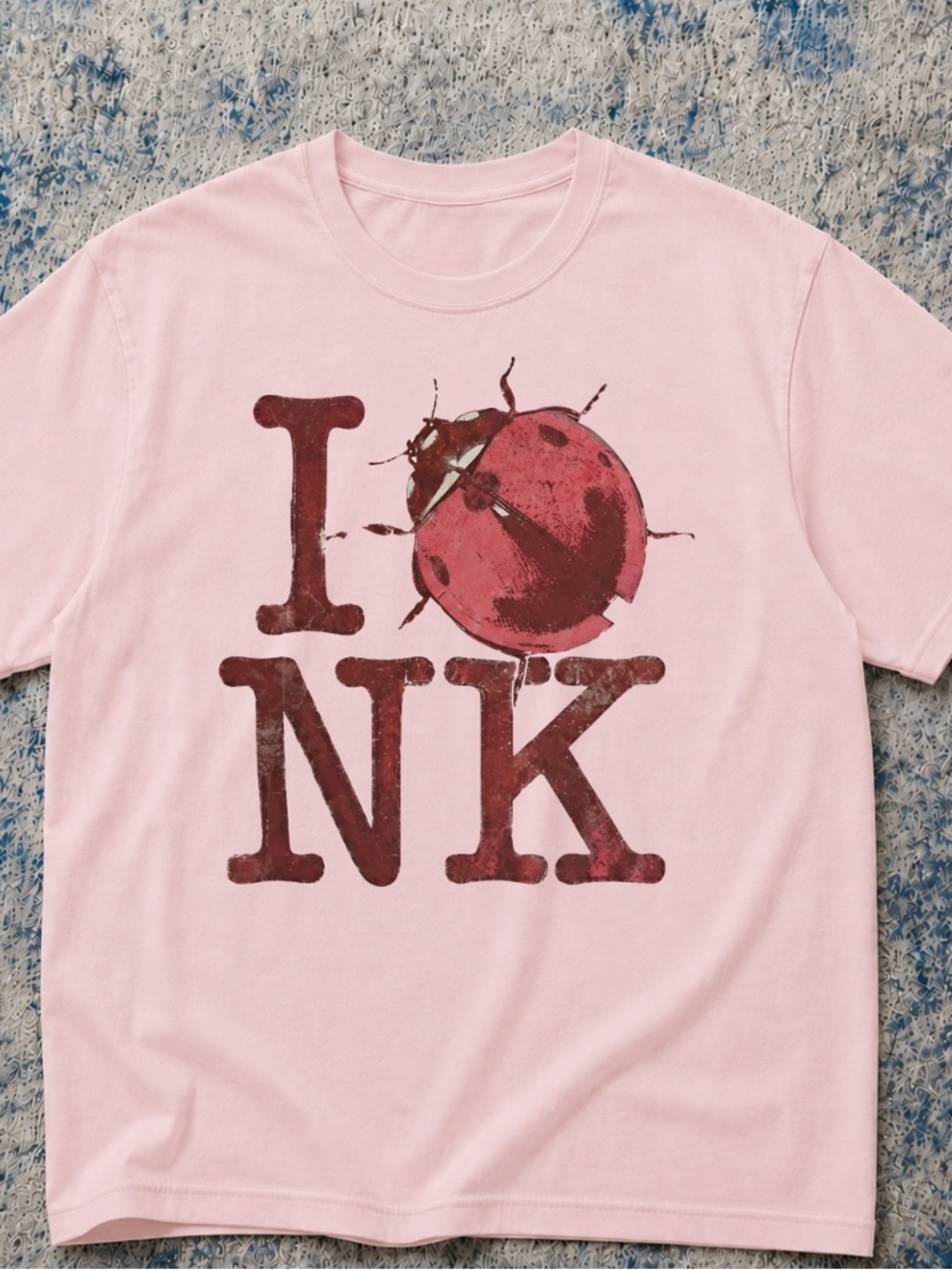 Noah Kahan Pink Graphic Tee with Ladybug 'I NK'